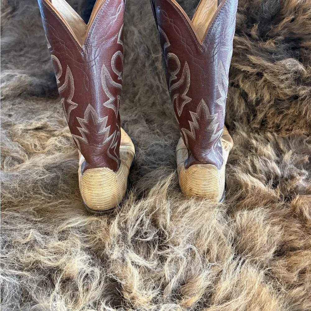 Dan Post Two-Tone Western Boots - Brown and Cream - Picture 4 of 6